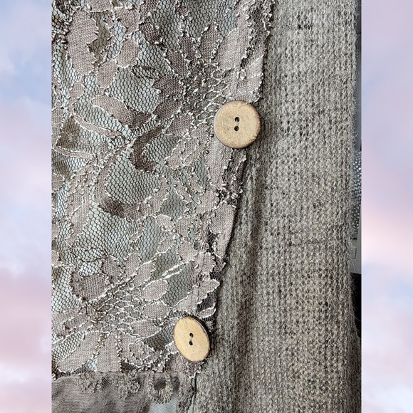 Taupe Knitted Asymmetrical Lace Cowl Neck Subversive Mori Kei Layer Tank Vest - Picture 5 of 5